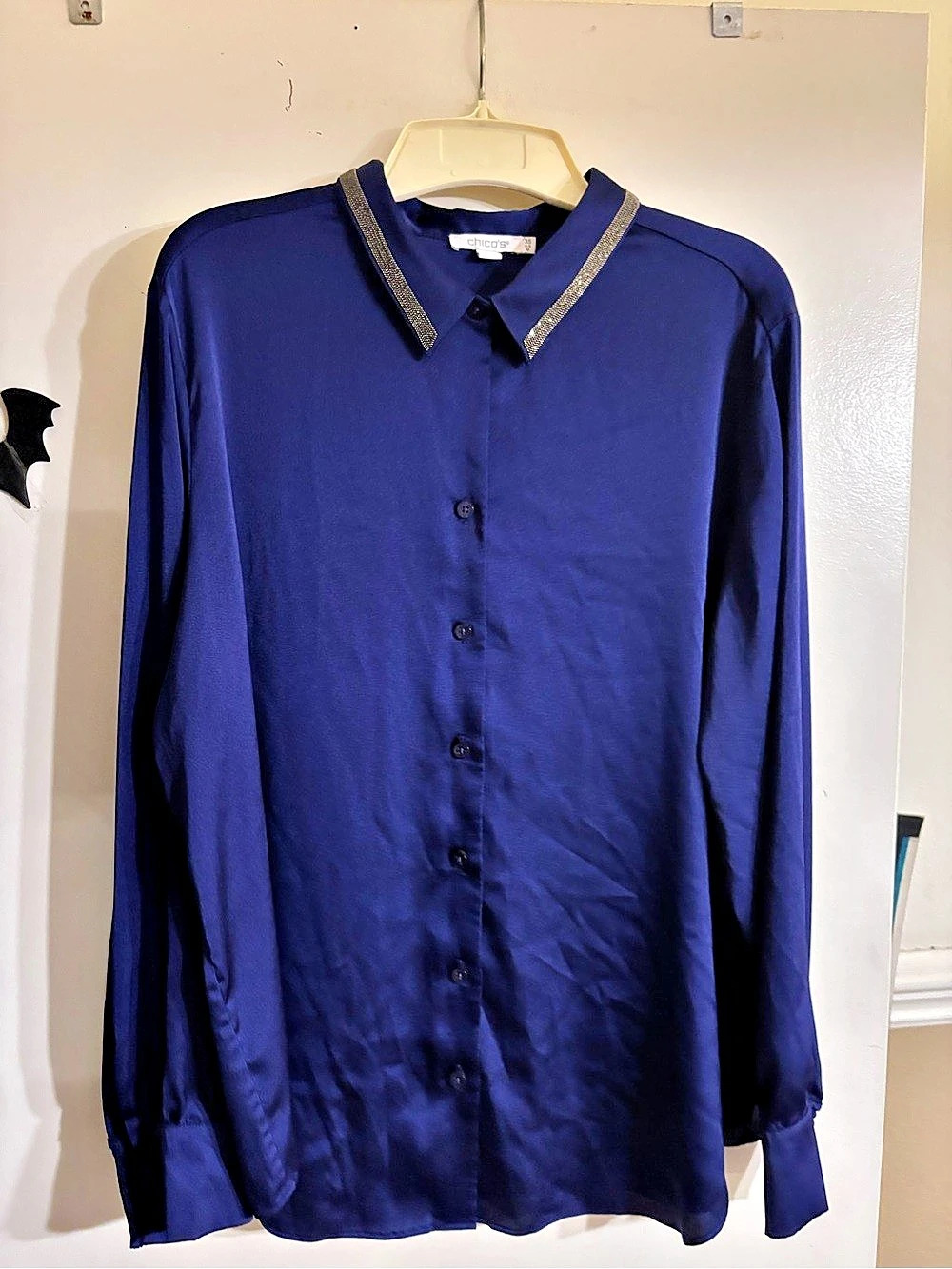 Chico's Button Down Blouse in Blue Size 3.5 (US 18) Like New